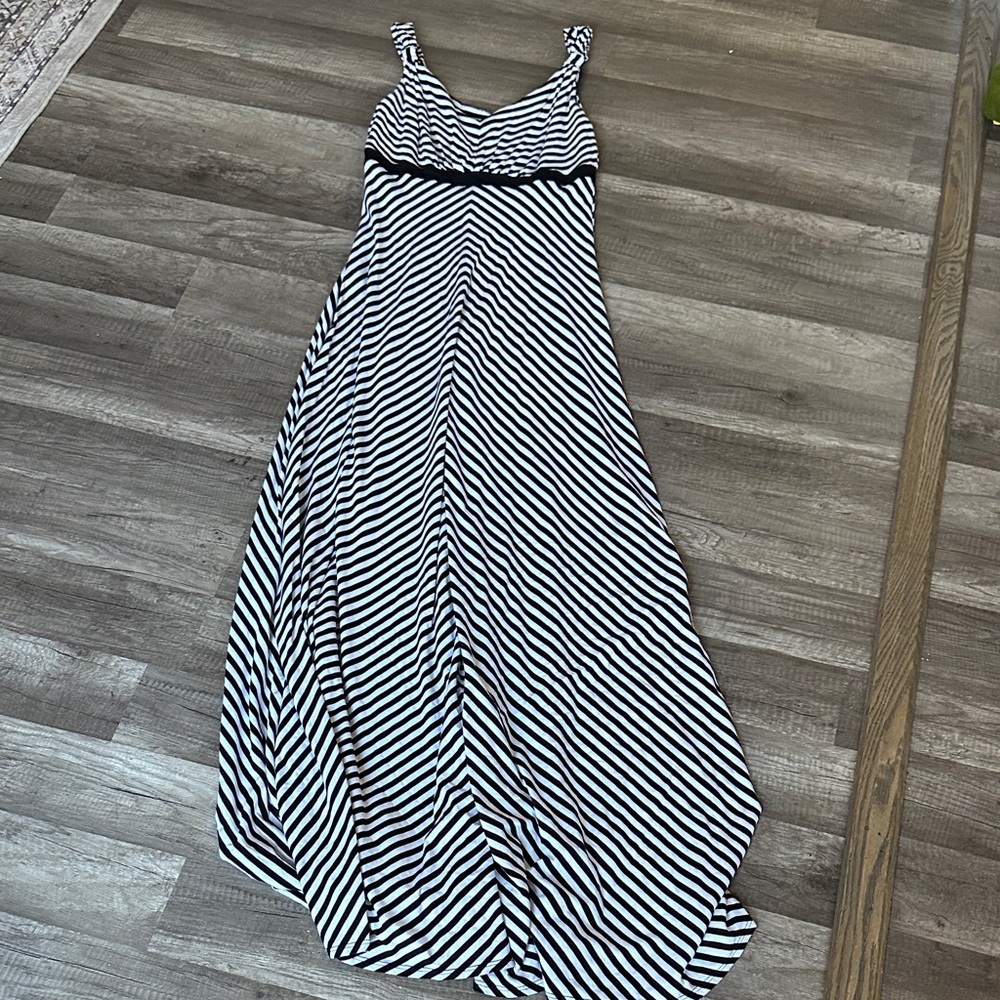 White House Black Market Black and White Striped Maxi Dress